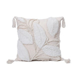 Cushion Cover Leaf Tufting & Tassels Chenille Hidden Zipper