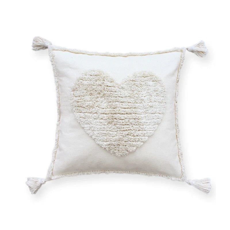 Cushion Cover Leaf Tufting & Tassels Chenille Hidden Zipper