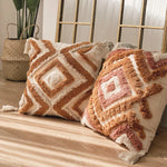 Cushion Cover Leaf Tufting & Tassels Chenille Hidden Zipper