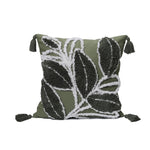 Cushion Cover Leaf Tufting & Tassels Chenille Hidden Zipper