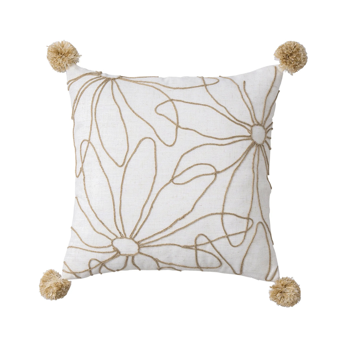 Cushion Cover Linen-Cotton Blend Hand-Stitched Jute 18x18 Inch