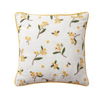 Cushion Cover Linen-Cotton Embroidered Floral Piped Edge