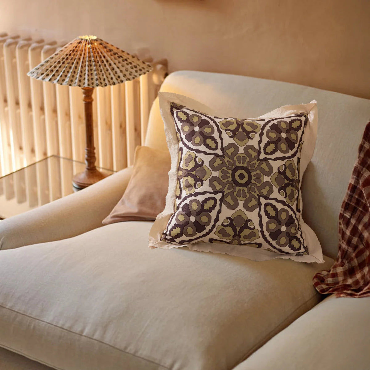 Cushion Cover Linen-Look Ethnic Geometric Hidden Zipper