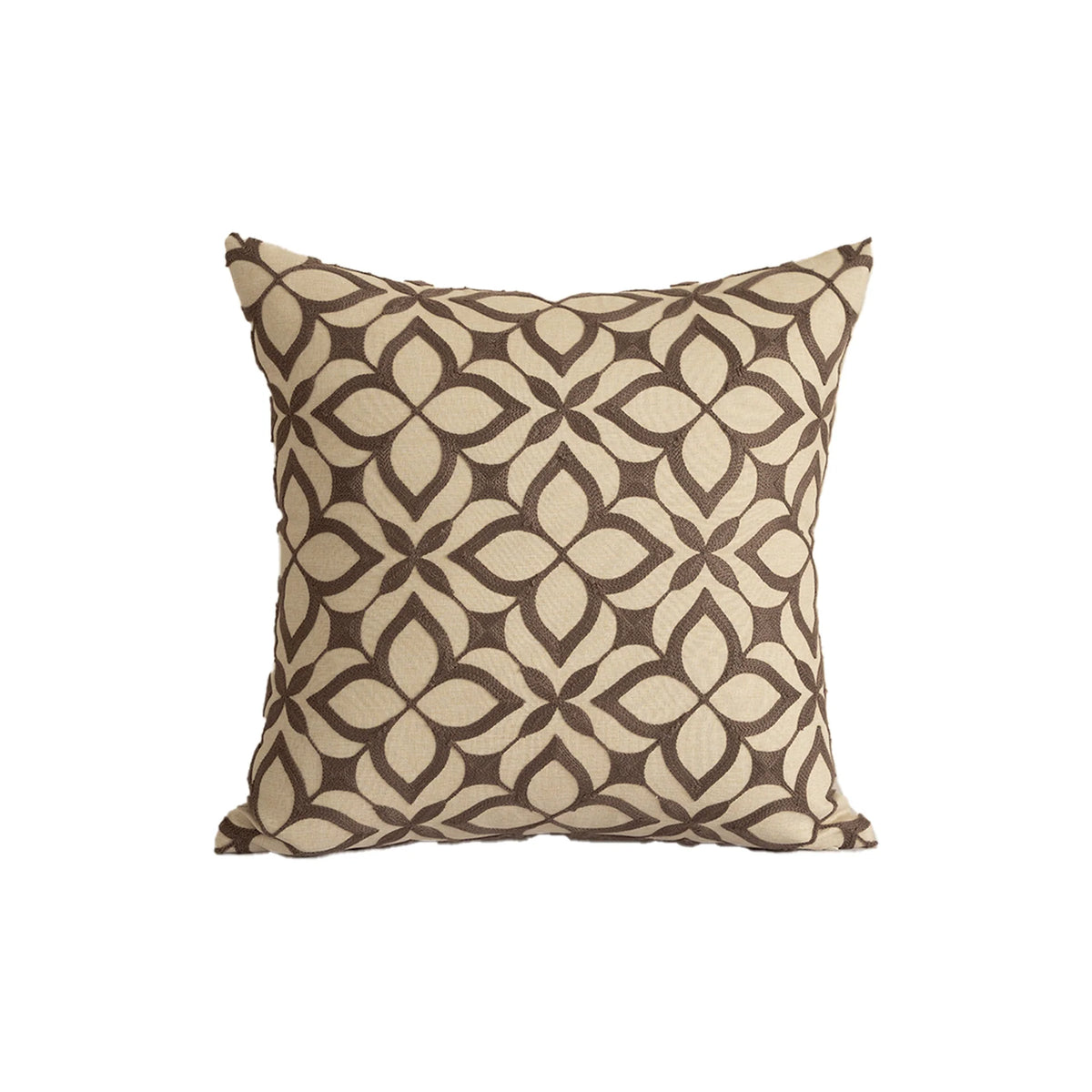 Cushion Cover Paisley Embroidered Linen-Look Concealed Zipper