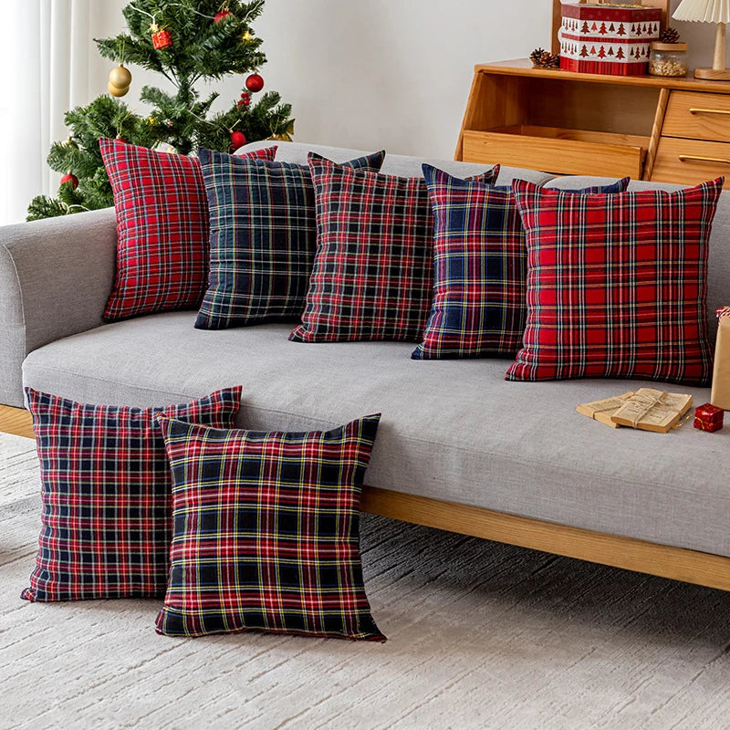 Cushion Cover Plaid Brushed Cotton Flannel Hidden Zipper
