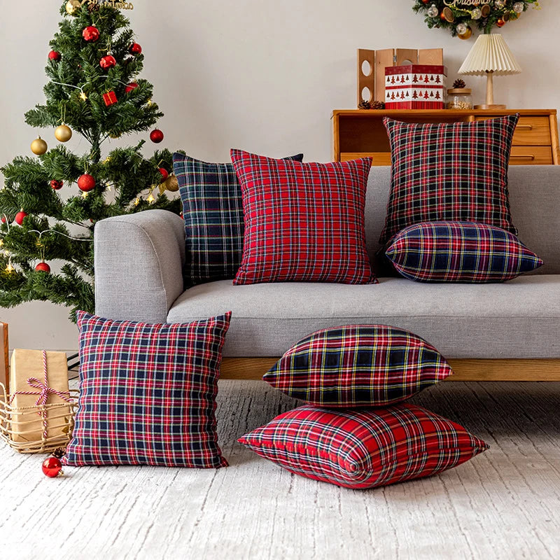 Cushion Cover Plaid Brushed Cotton Flannel Hidden Zipper