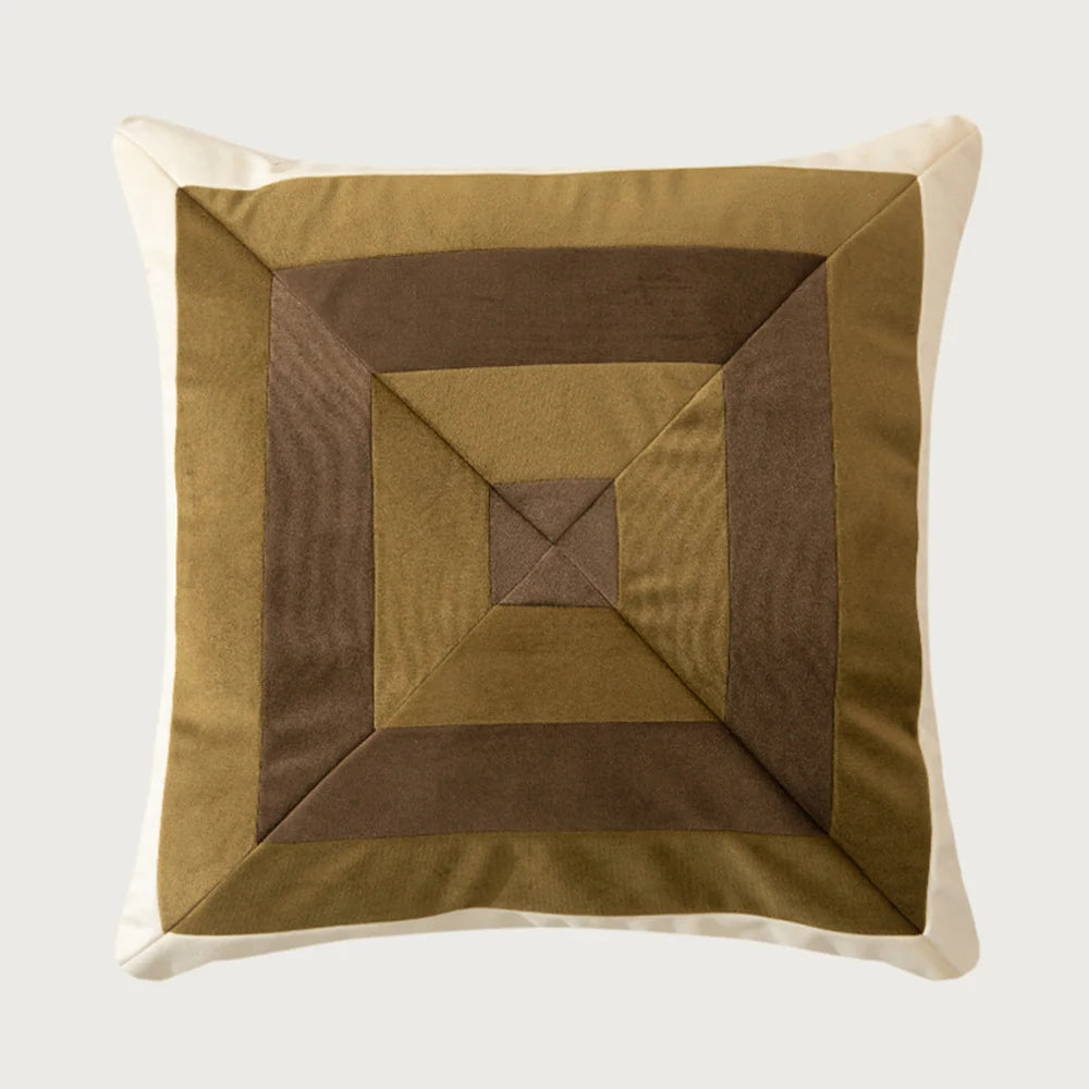 Cushion Cover Pleated Velvet Geometric Concealed Zipper 18x18 Inch
