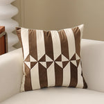 Cushion Cover Pleated Velvet Geometric Concealed Zipper 18x18 Inch