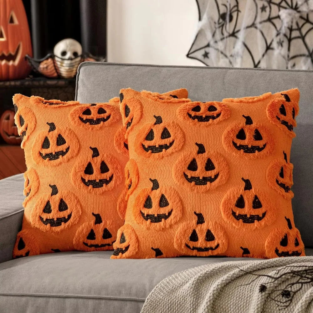 Cushion Cover Pumpkin Pattern Microfiber 18 X 18 Inch
