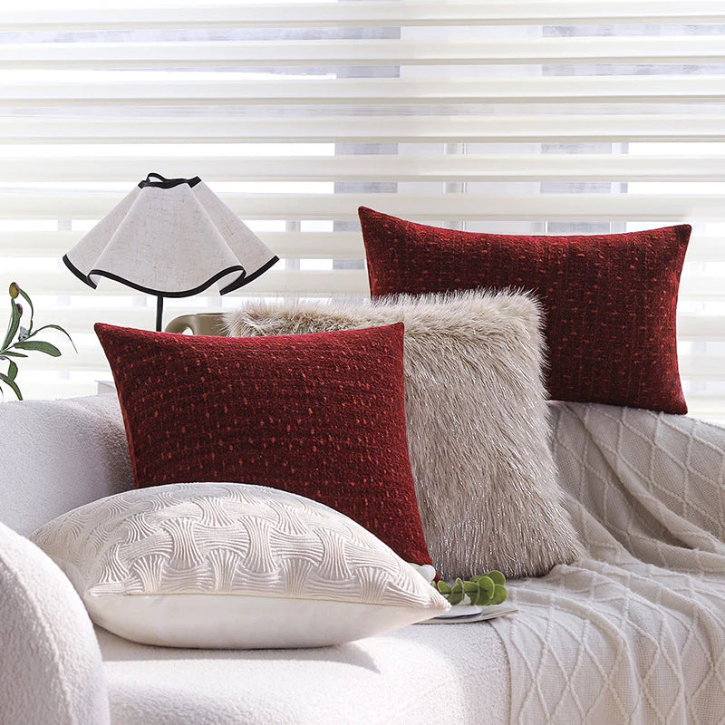 Cushion Cover Quilted Linen-Look Cotton Blend Machine Washable