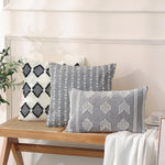 Cushion Cover Raised Geometric Texture Cotton-Linen Blend & Concealed Zipper