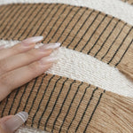 Cushion Cover Rectangular Woven Stripes & Fringe Concealed Zipper