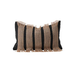 Cushion Cover Rectangular Woven Stripes & Fringe Concealed Zipper