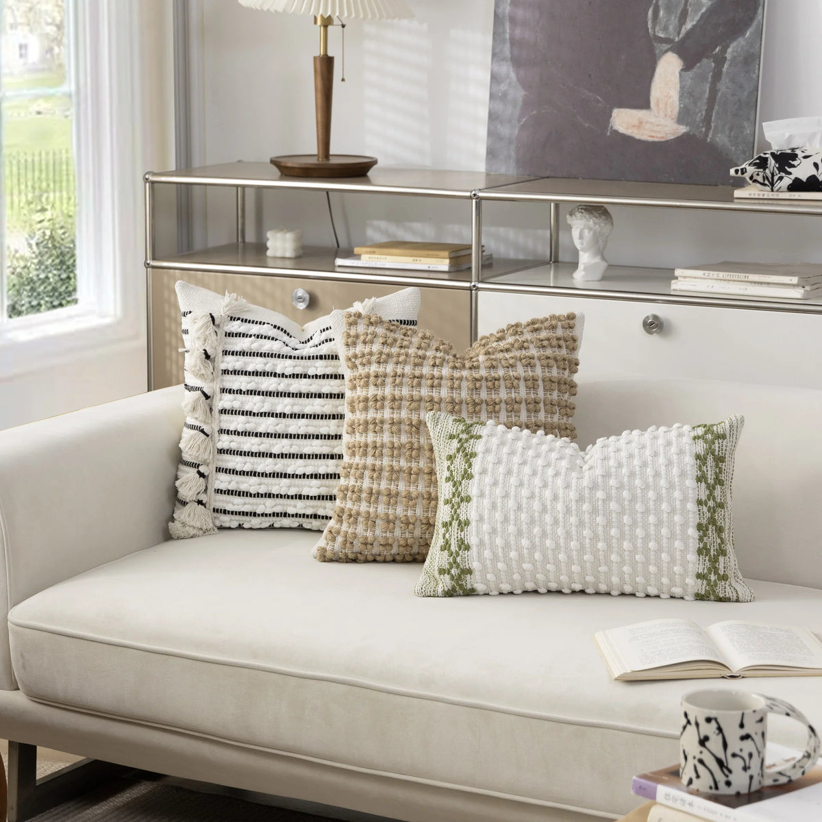 Cushion Cover Removable Handmade Tufted Cotton Blend Tassels