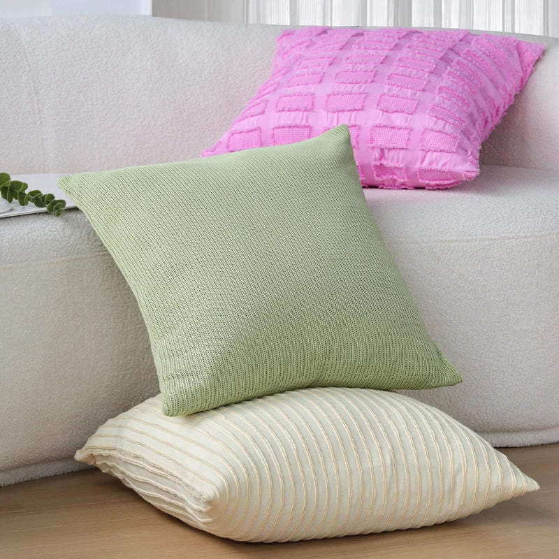 Cushion Cover Ribbed Knit Concealed Zipper 18x18 Inch