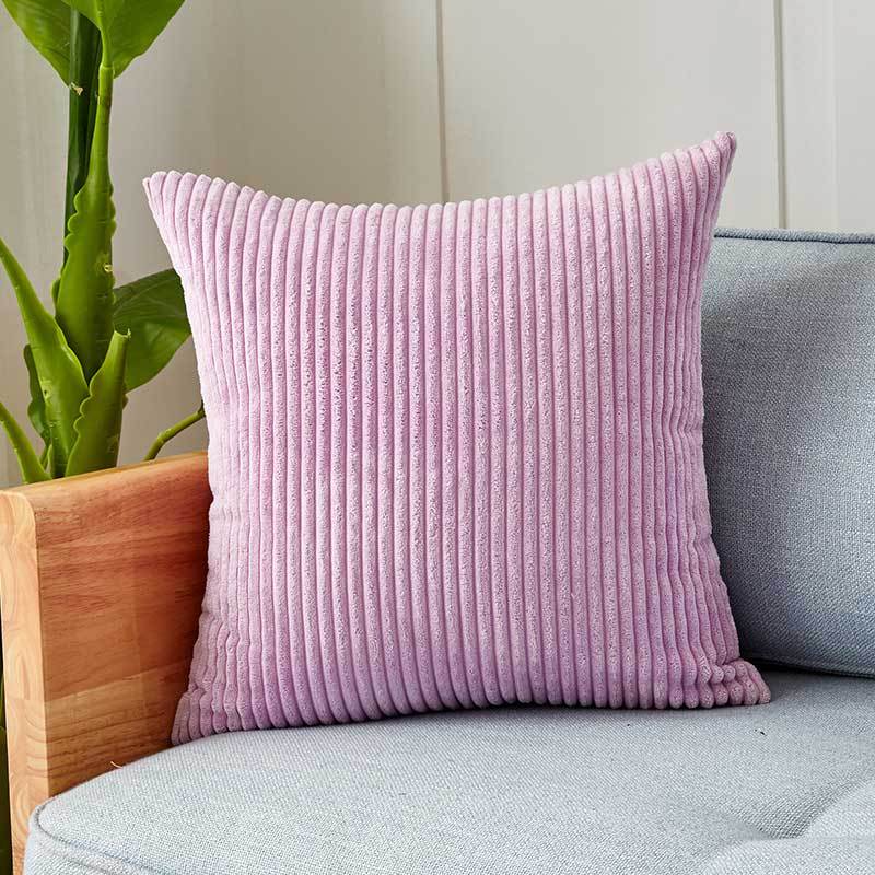 Cushion Cover Ribbed Microvelour Velvet Concealed Zipper