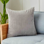 Cushion Cover Ribbed Microvelour Velvet Concealed Zipper