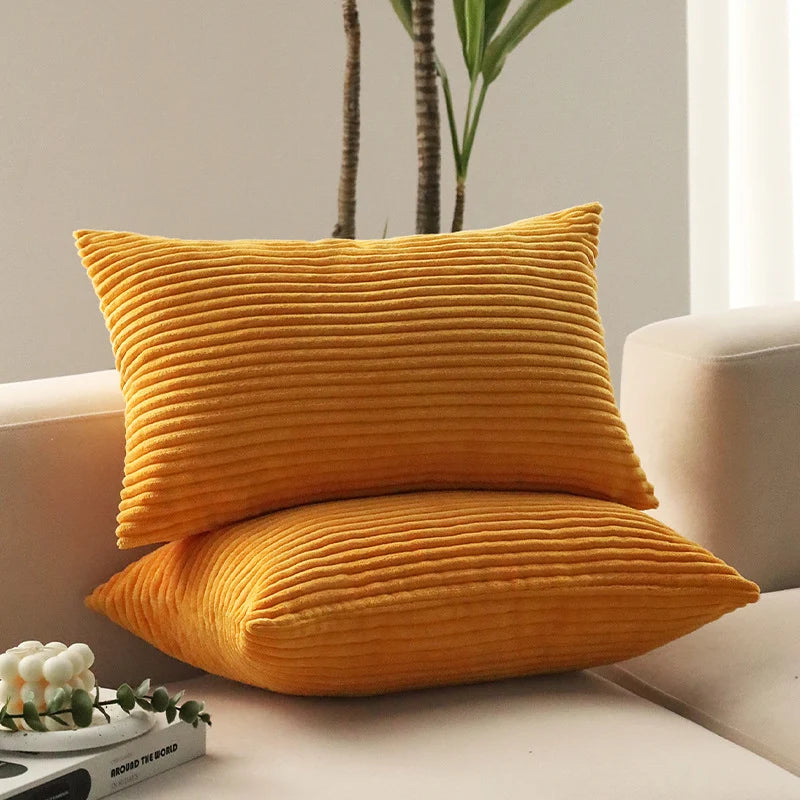 Cushion Cover Ribbed Microvelour Velvet Concealed Zipper
