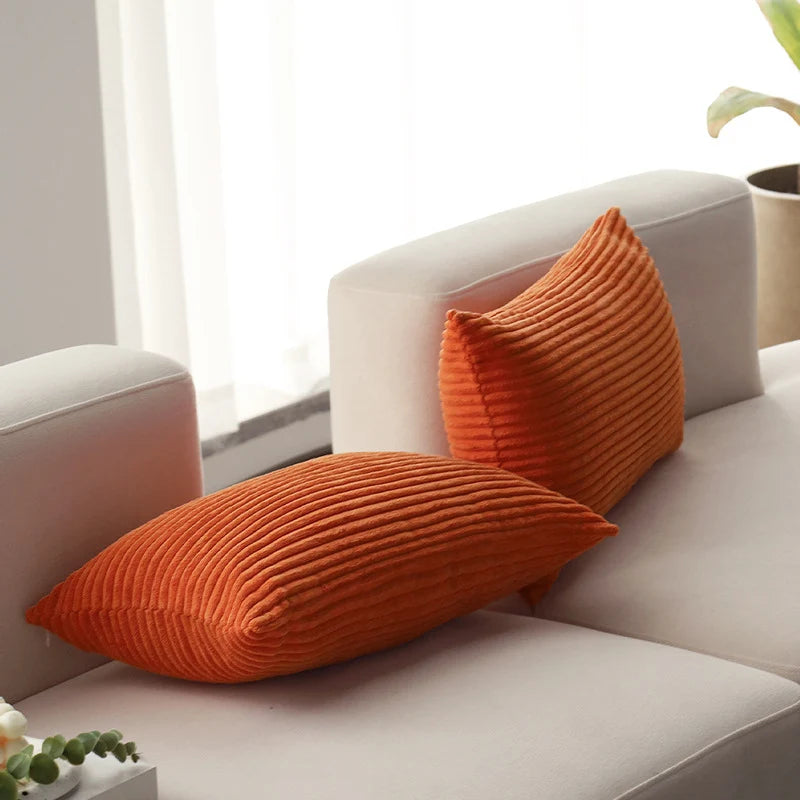Cushion Cover Ribbed Microvelour Velvet Concealed Zipper