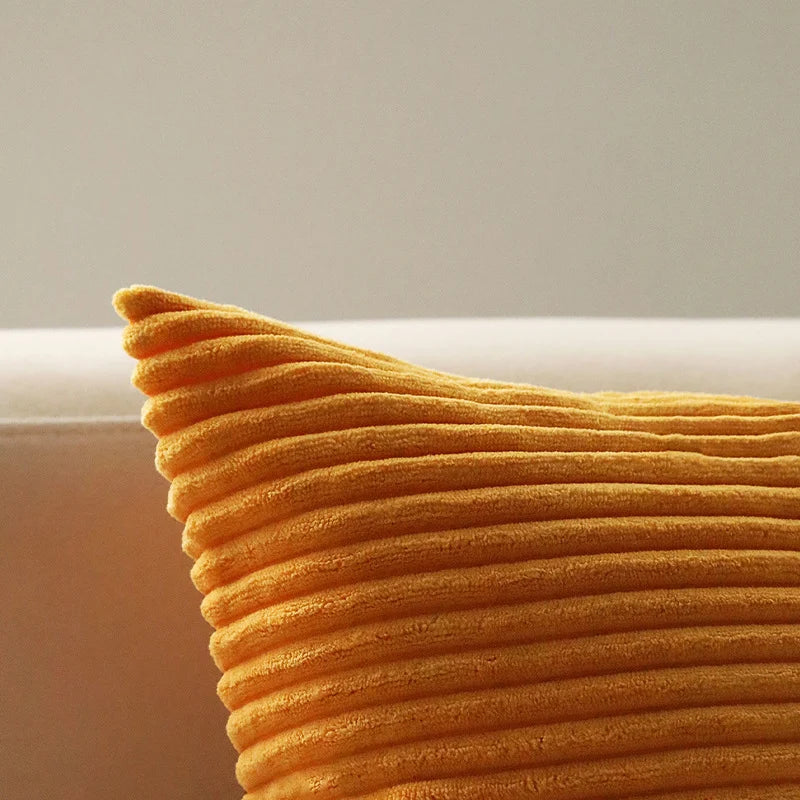 Cushion Cover Ribbed Microvelour Velvet Concealed Zipper