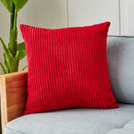 Cushion Cover Ribbed Microvelour Velvet Concealed Zipper