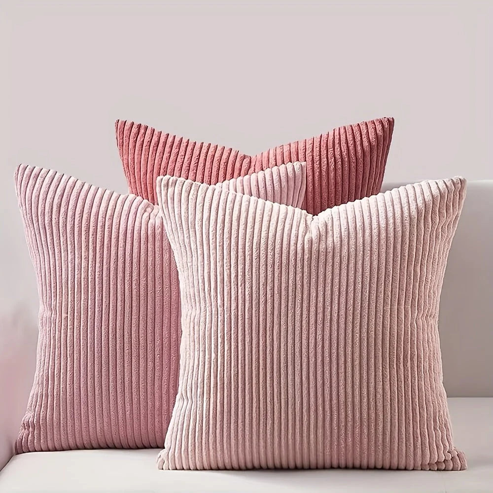 Cushion Cover Ribbed Stripe Zipper Machine Washable
