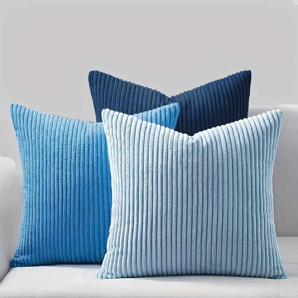 Cushion Cover Ribbed Stripe Zipper Machine Washable