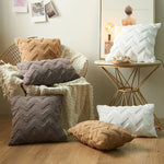 Cushion Cover Soft Plush Zigzag Tufting Concealed Zipper