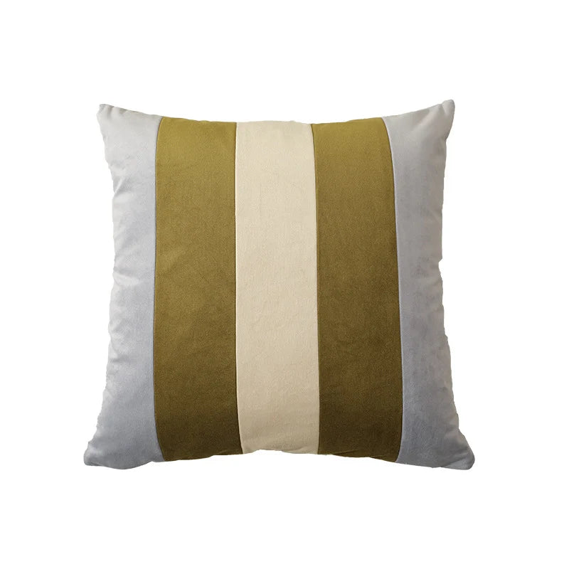 Cushion Cover Soft Velvet Vertical Stripes Concealed Zipper