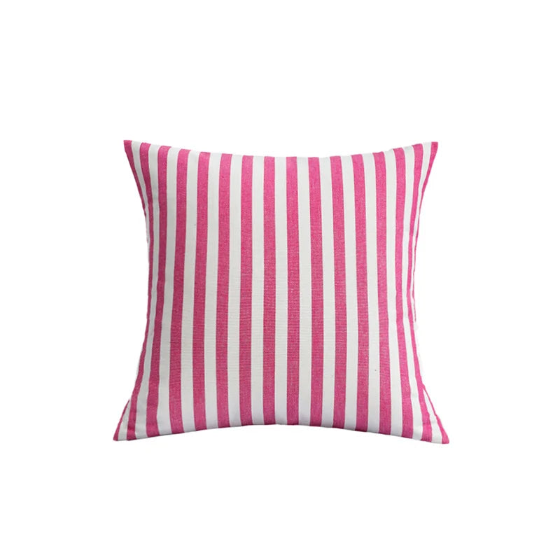 Cushion Cover Striped Cotton Blend Concealed Zipper