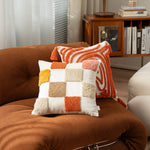 Cushion Cover Textured Square Applique Cotton Concealed Zipper