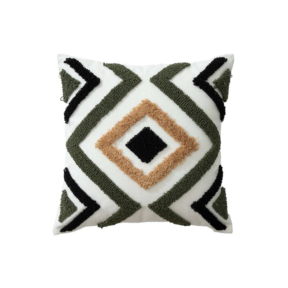 Cushion Cover Textured Square Applique Cotton Concealed Zipper