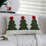 Cushion Cover Tufted Christmas Trees Linen-Look Hidden Zipper