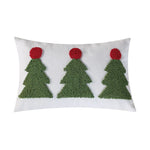Cushion Cover Tufted Christmas Trees Linen-Look Hidden Zipper
