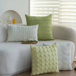Cushion Cover Tufted & Fringed Cotton Blend Hidden Zipper
