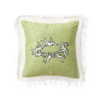 Cushion Cover Velvet Cherub Embroidery & Faux Fur Trim
