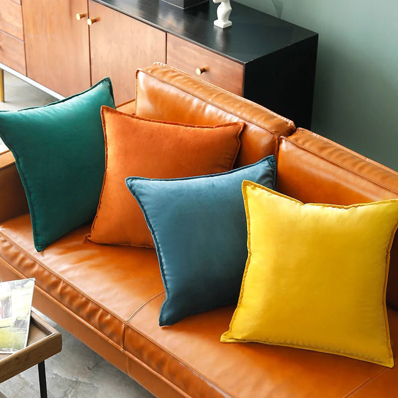 Cushion Cover Velvet Decorative Piping Concealed Zipper