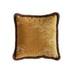 Cushion Cover Velvet Floral Embroidery Faux Fur Trim