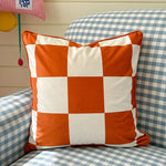Cushion Cover Velvet Front Large Check Concealed Zipper