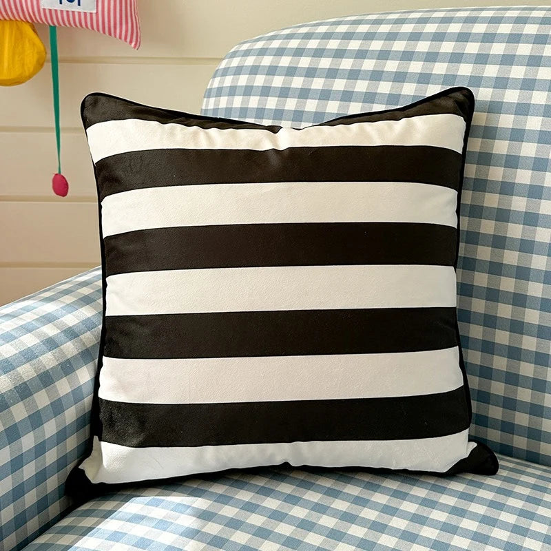 Cushion Cover Velvet Front Large Check Concealed Zipper