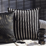 Cushion Cover Velvet Relief Stripes Fringe Tassel Hidden Zipper