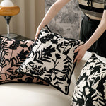 Cushion Cover Velvety Floral Cotton-Linen 18 x 18 In