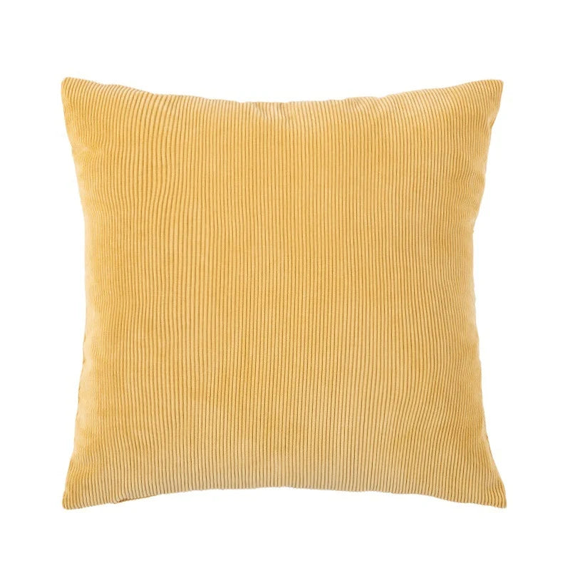 Cushion Cover Velvety Ribbed Cotton Blend Concealed Zipper