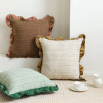 Cushion Cover Woven Bouclé Velvet Ruffle Zippered 18x18