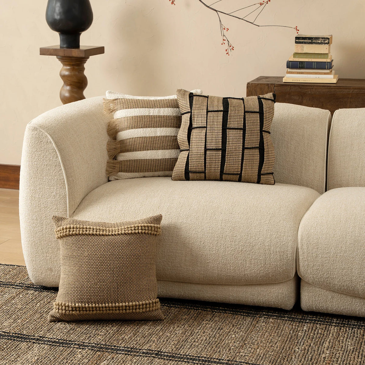 Cushion Cover Woven Cotton Blend Textured Hidden Zipper