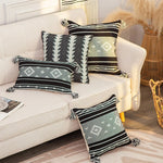 Cushion Cover Woven Cotton Jacquard Tassels Concealed Zipper