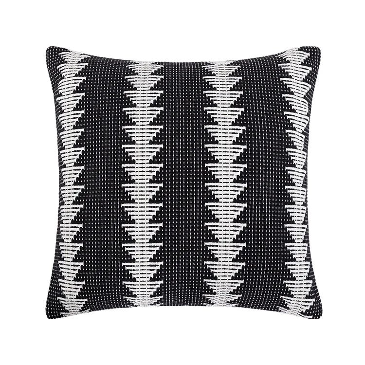 Cushion Cover Woven Cotton Jacquard Tassels Concealed Zipper