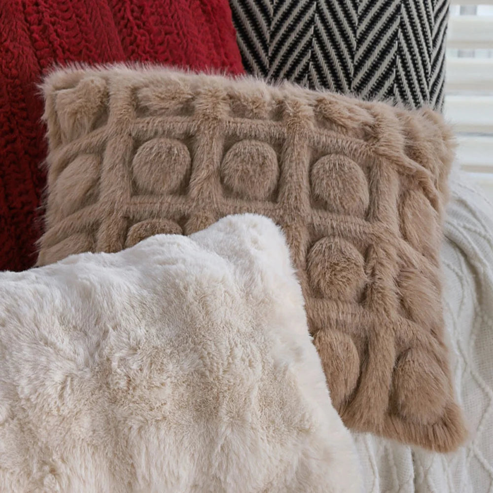 Cushion Cover Woven Herringbone Cotton Blend Concealed Zipper