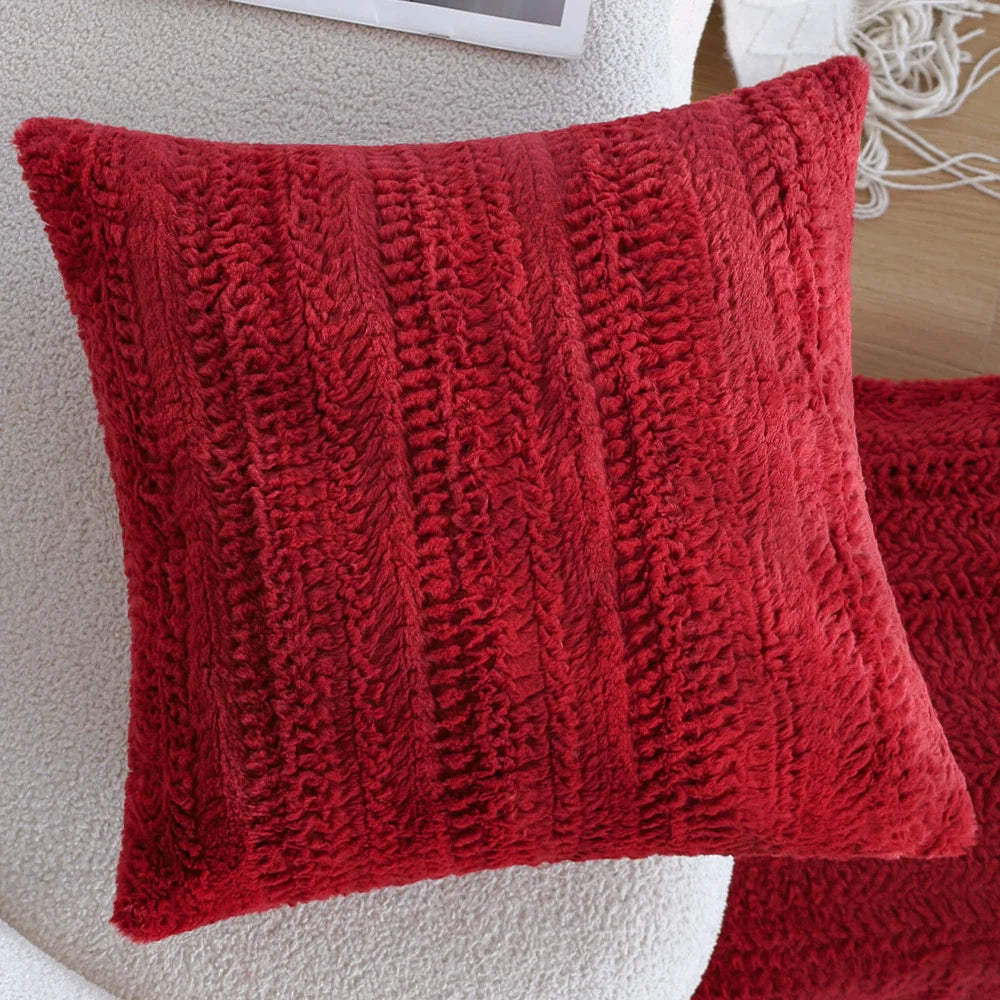 Cushion Cover Woven Herringbone Cotton Blend Concealed Zipper