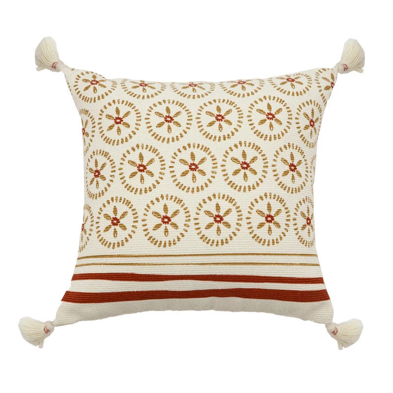 Cushion Cover Woven Medallion Cotton Blend Tassels